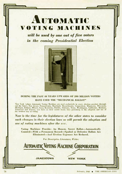 «Automatic Voting Machine Corp. ad»